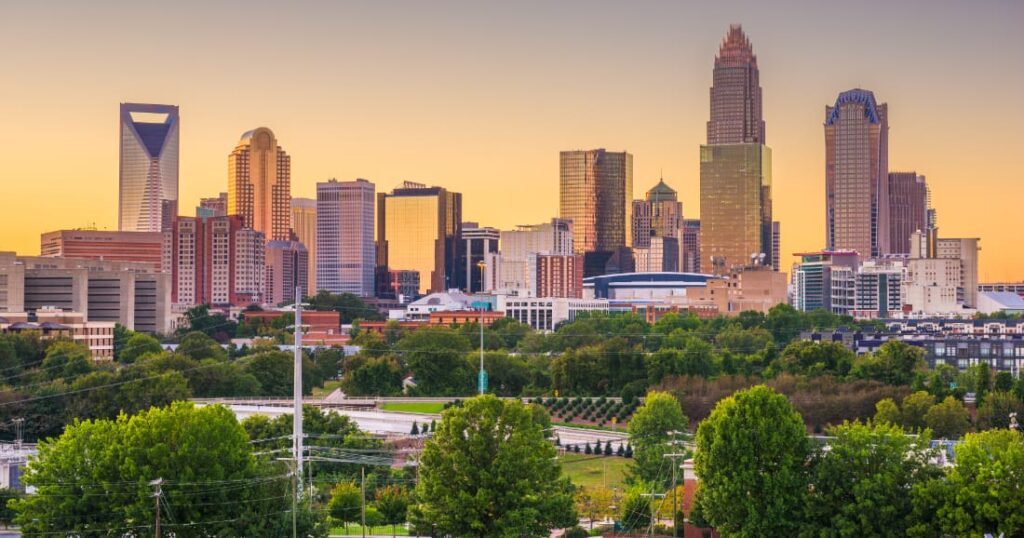 Best neighborhoods in Charlotte NC city skyline feature image