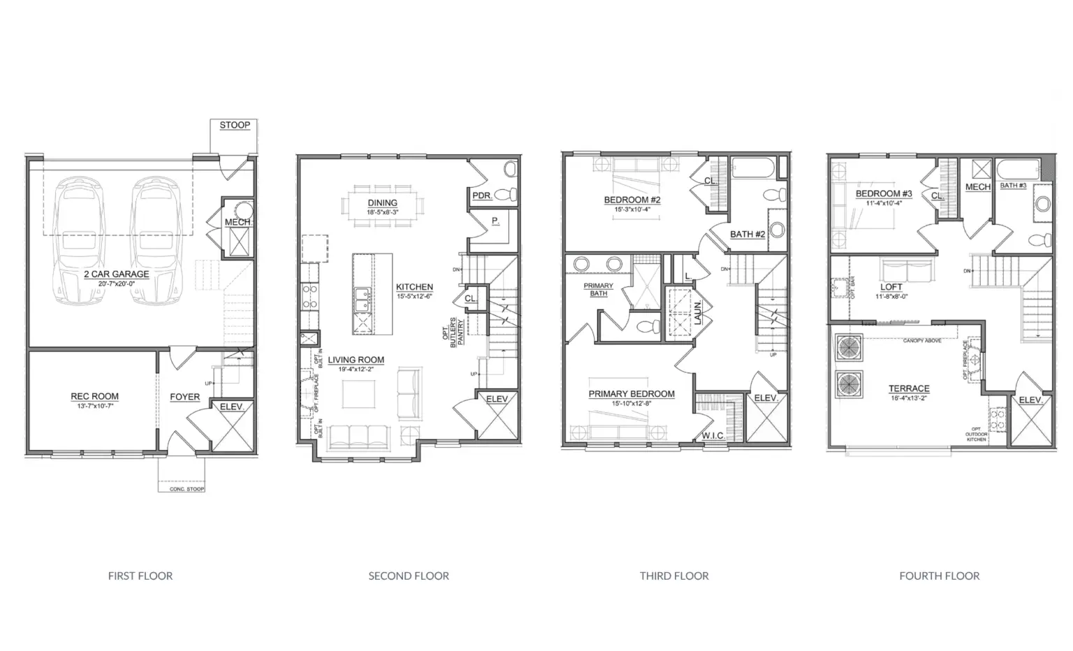 Kennedy floor plan at Solaire townhomes in Greenville