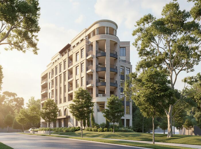 Rendering of The Laurel at Eastover luxury condominium building in Charlotte, NC