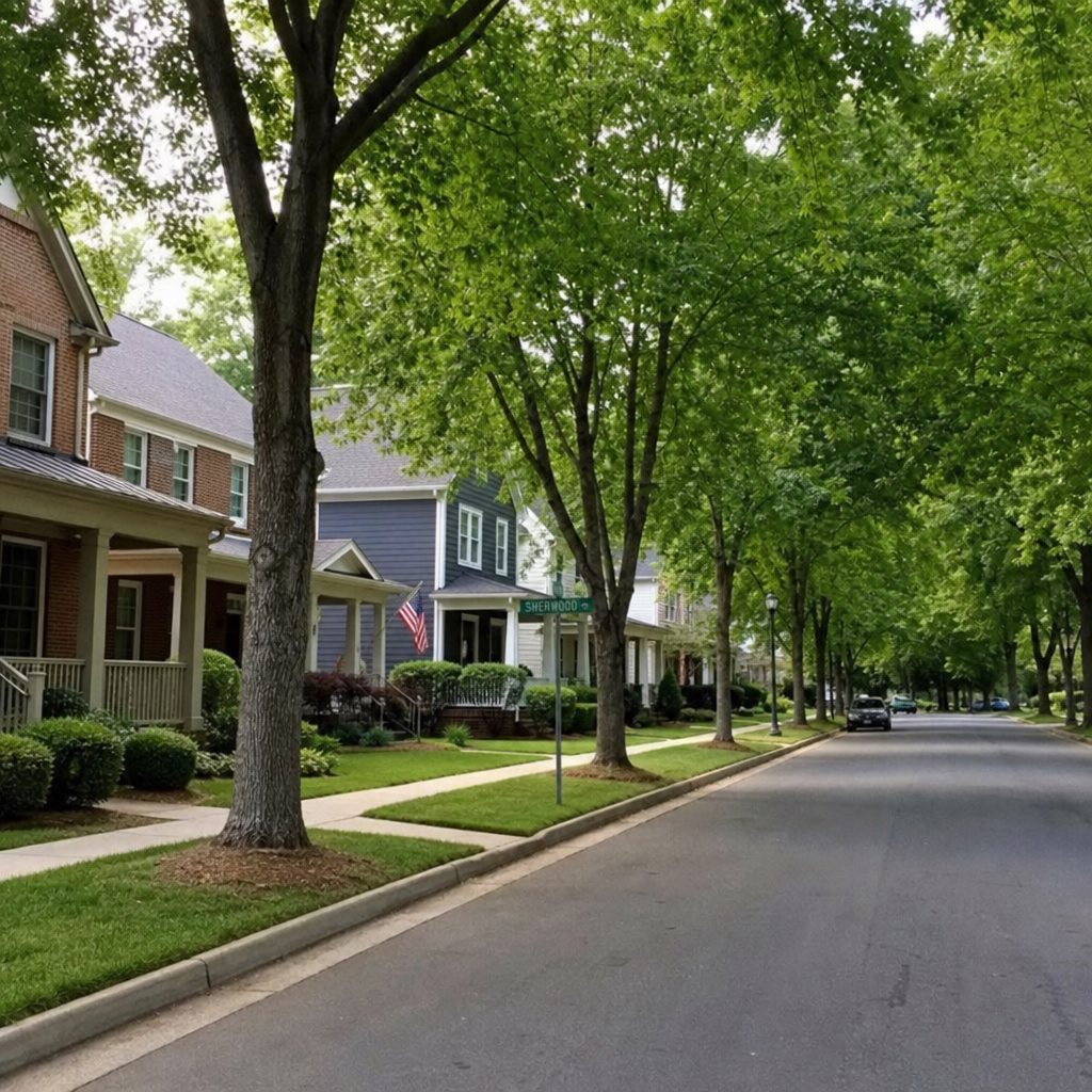Tree-lined residential street in Charlotte, NC