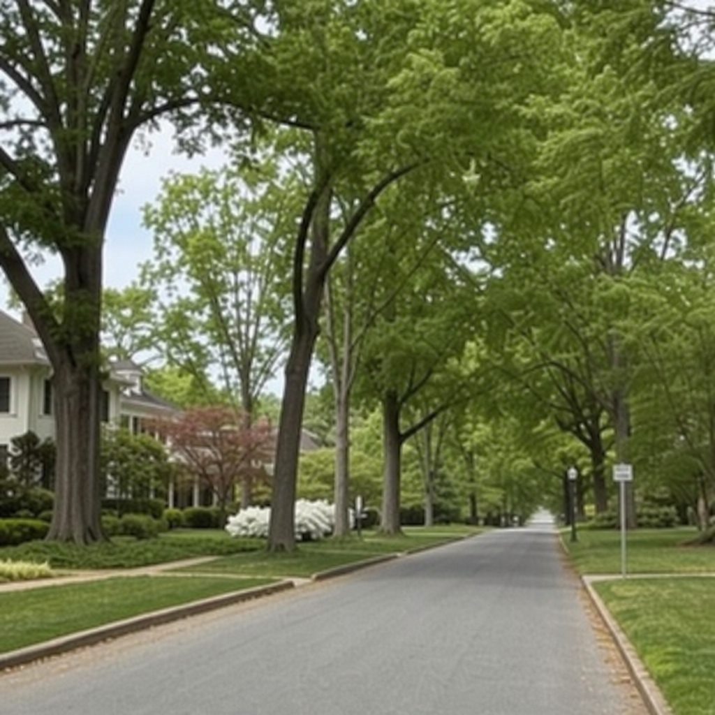 Tree-lined street in the Eastover neighborhood of Charlotte, NC