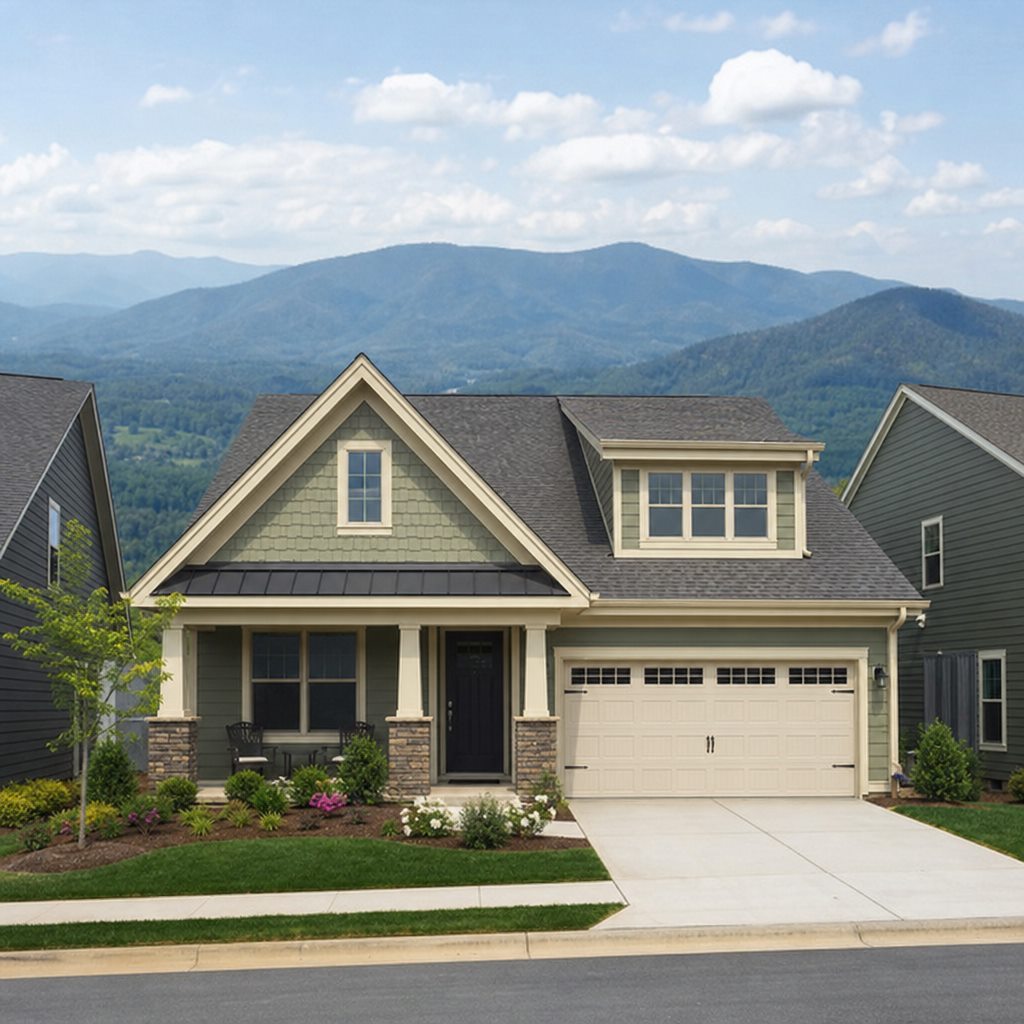 New craftsman-style home with a mountain view in a western North Carolina community