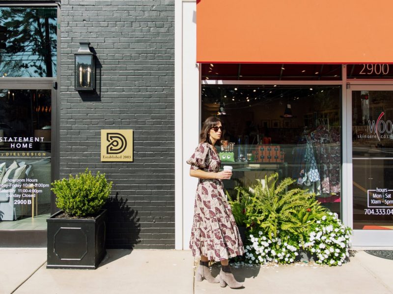 Shopper outside a boutique near Eastover in Charlotte