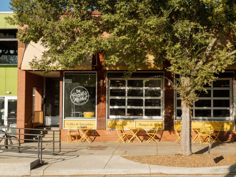 Neighborhood restaurant with garage-door windows in Charlotte
