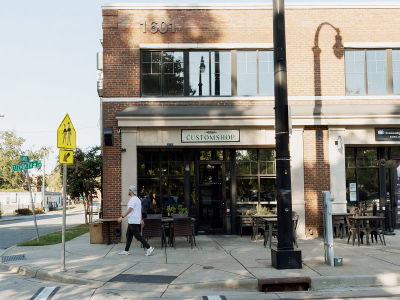 Corner restaurant storefront in Charlotte