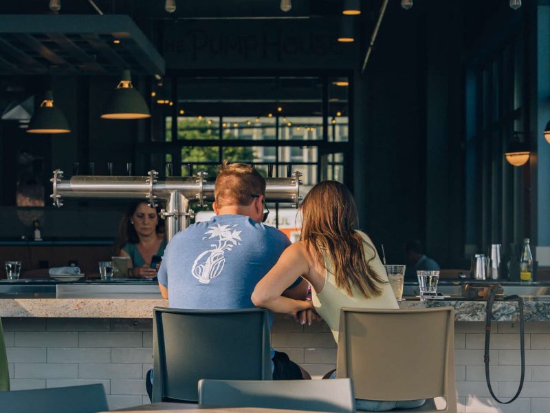 Couple at a bar in downtown Asheville