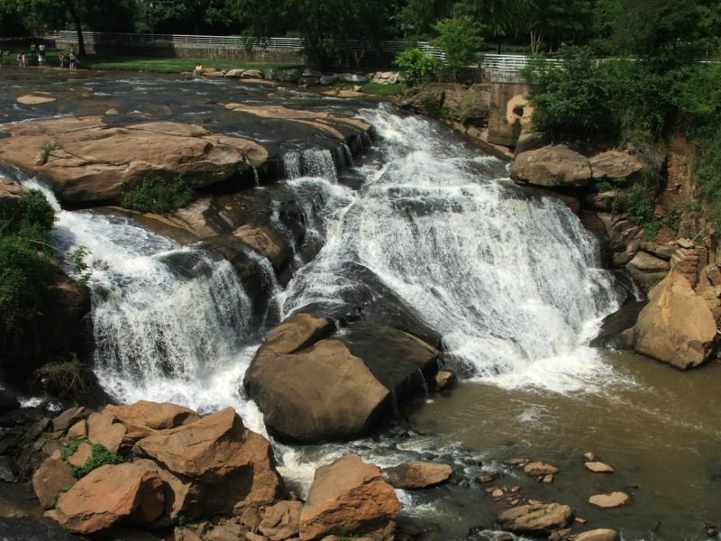 This picture is of Reedy River Falls in downtown Greenville, SC.